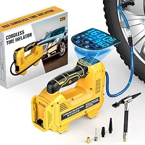 LIVOWALNY 160PSI Cordless Tire Inflator Air Compressor Compatible with Dewalt 20V Battery, Portable Handheld Air Pump with Digital Pressure Gauge for Cars Motorcycles Bikes Sport Balls (Tool Only)