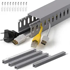 1.4"H x 1.6"W Cable Raceway, 66in Under Desk Wire Management Channel, Grey