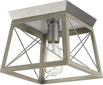 Progress Lighting Briarwood 9.5" 1-Light Flush Mount Light, Galvanized