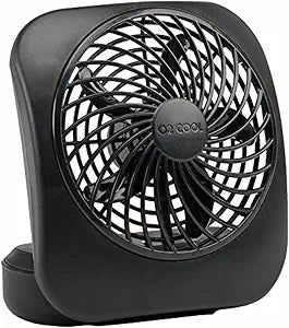 O2COOL Treva 5 in Portable Battery Powered Desk Fan 2-Speed Black
