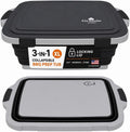 Collapsible BBQ Prep Tub with Lid and Cutting Board, XL Griling Container