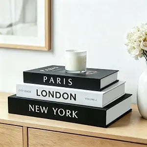 Decorative Fake Books for Home Decor - 3 Faux Book Storage Boxes, Stackable Decorative Bookshelf & Coffee Table Decor, Modern Neutral Design for Any Home Aesthetic with Hidden Storage