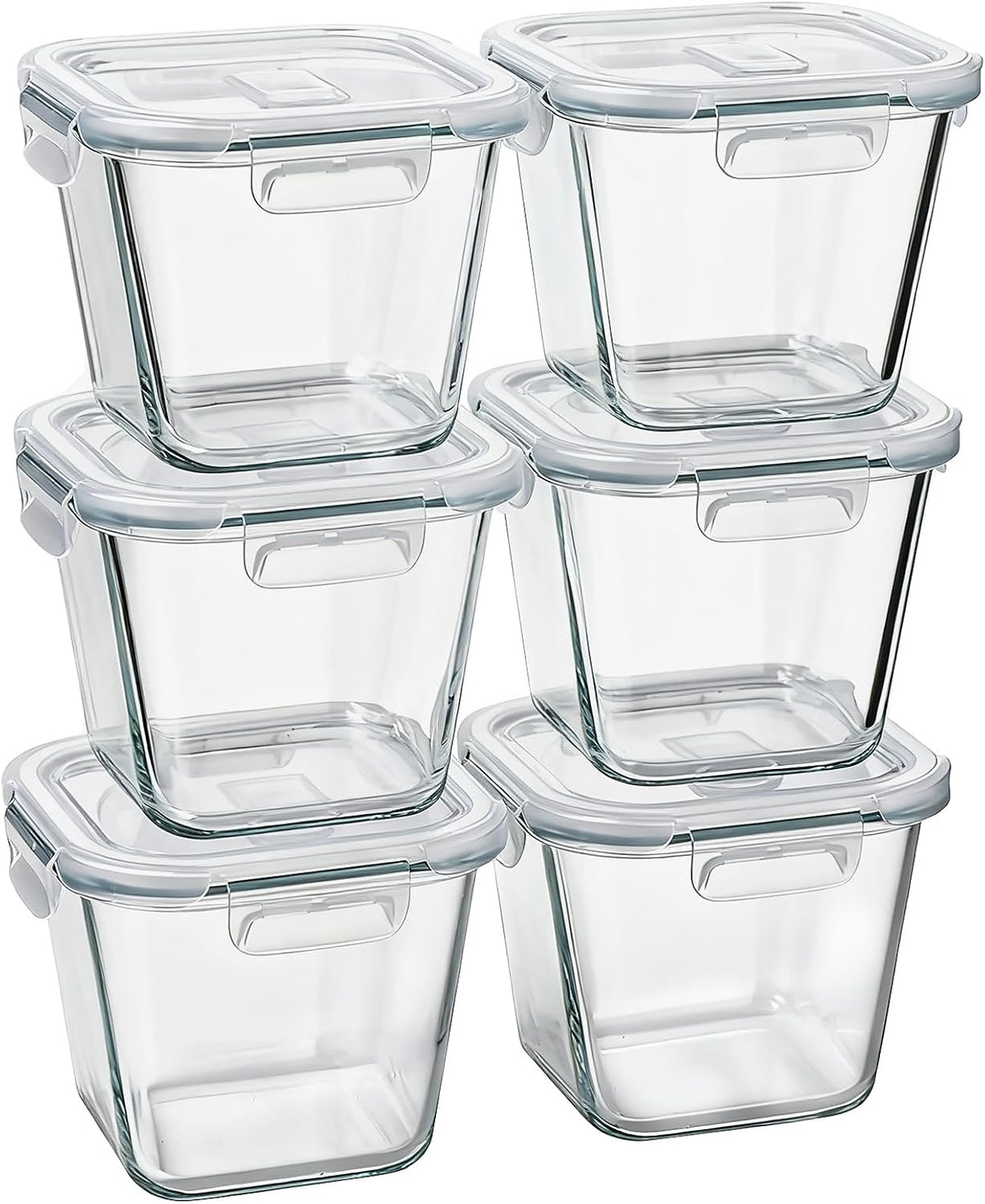 Borosilicate Glass Soup Containers with Lids, 4 Cup/32 oz, 6 Pack