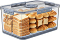 Large Bread Box with Lid ,Time Recording Airtight Bread Container Grey