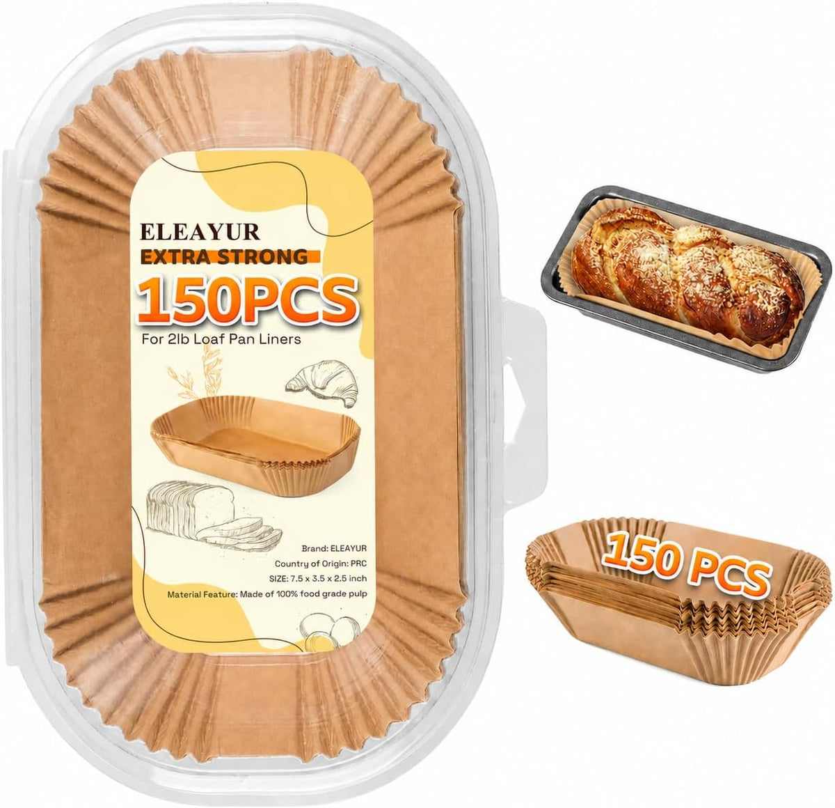 Loaf Pan Liners, 150PCS Bread Pan Liners 9x5 Inch, Non-Stick Loaf Pan Parchment Liners for Baking Bread, Pre Formed Parchment Paper Liner for Baking Toast, Cakes, Banana Breads, Sourdough Bread
