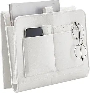 YOUDENOVA Bedside Caddy, Bedside Organizer for Dorm Room, Bunk Bed, Beige