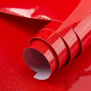 BAYYA Red Peel and Stick Wallpaper for Kitchen Bathroom Living Room WallsWaterproof Contact Paper for Cabinets Countertops Vinyl Furniture Stickers Decorative Self-Adhesive Film Glitter red