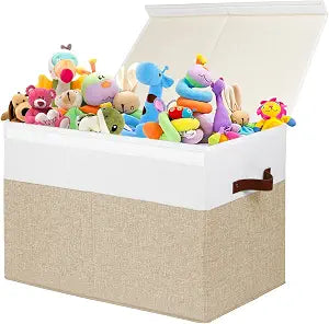 Large Toy Storage Box with Lid, Toy Chest Bin Boxes Basket with Dividers