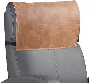 Recliner Headrest Protector,Non Slip Waterproof Headrest Cover,Leather Recliner Headrest Cover for Sofa,Furniture,Living Room,Office Chair(1-Light Brown)