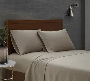 London Fog Garment Washed Solid Sheet Set Khaki Microfiber 3-Piece Twin XL Sheet Set, Solid Themed, Deep Pocket, Adult and Teen, Oeko-TEX Certified