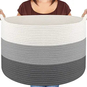 Maliton Woven Rope Blanket Basket Living Room, Storage Basket for Toy, 90L