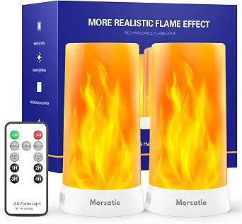 Morsatie Upgraded Rechargeable Flame Light with Remote & Timer, 4 Modes