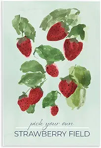 Strawberry Field Harvest, 13 x 19 Inch Mounted Print on Wall Plaque