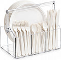 Chivalral Clear Acrylic Utensil Caddy, 4 Compartment Silverware Holder