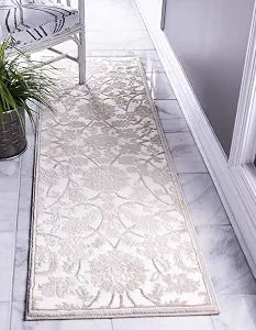 Unique Loom Rushmore Collection Area Rug - Taft (2' x 6' 1" Runner, Snow White/ Beige)