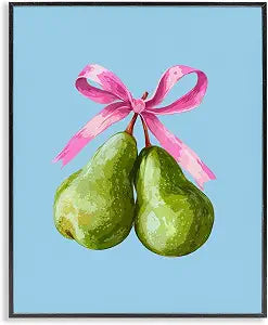Twin Pears with Ribbon Still Life, 11 x 14 Inch Framed Gicle Print