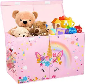 Large Toy Box, Sturdy Kids Storage Organizer for Boys Girls, 25"x13"x16"
