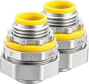 2 Pcs Liquid Tight Connector Straight Insulated Zinc Die Cast Metal Electrical Conduit Fittings for 1/2 Inch Flexible Conduit and Type B Flexible, Waterproof Sealing