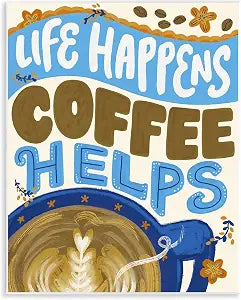 Coffee Helps Kitchen Humor, 11 x 14 Inch Mounted Print on Wall Plaque