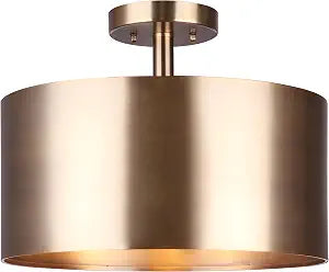 Canarm Lola 3-Light Semi-Flush Mount Ceiling Light, 15-Inch Gold Finish, Used 60W Bulbs, Easy Installation, Contemporary Lighting for Bedroom or Living Room