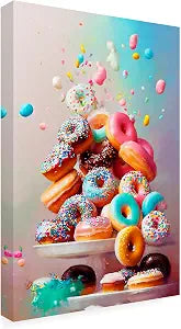 Wrapped Canvas Wall Art - Treechild 'Donuts!' Wall Art for Living Room, Bedroom, or Office Dcor - 12 x 19 Inches - 12x19