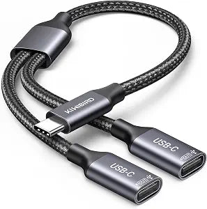 KiwiBird USB C Splitter 1 in 2 Out, Type C Splitter 1 in 2 Out