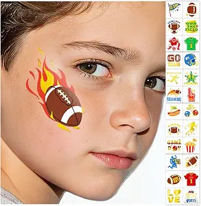 PARTYWIND 96 PCS Metallic Glitter Football Temporary Tattoos