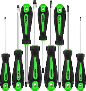 9-Piece Magnetic Tip Screwdrivers Set, 3 Phillips 3 Flat Head and 3 Torx Screw Driver Set Kit, Professional Cushion Grip Hand Tools Set