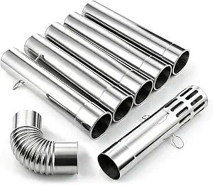 7Pcs 2.36" Stainless Steel Stove Pipe Kit, Full Weld Air-Tight Chimney Vent