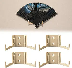 Fan Wall Display Mount - 4 Pack Adjustable Decor Fan Holder - Minimalist Stand for Asian Folding Fans, Hand Fans, Decorative Wall Decor Accessories (brown)