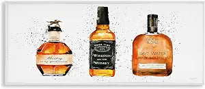 Whiskey Bottles Humor Kitchen, 13 x 30 Inch Framed Gicle Print
