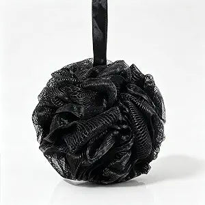 Loofah Sponge for Shower - Exfoliating Body Scrubber Mesh Bath Pouf Ball, Soft Gentle Scrub for Women Men, 1 Pack (Black)