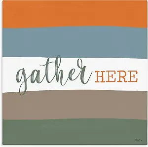 Stupell Industries Gather Here Fall Stripes, 24 x 24 Inch Canvas Wall Art