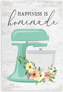 Homemade Kitchen Floral Phrase, 10 x 15 Inch Mounted Print on Wall Plaque