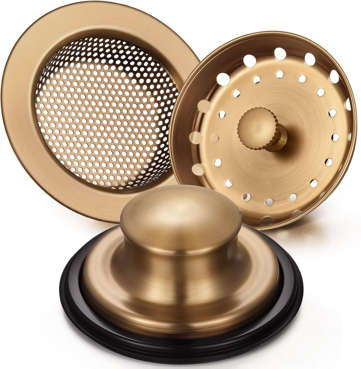 Mudder 3 Pcs Sink Plug Stopper Disposal Drain Strainer,Champagne Bronze