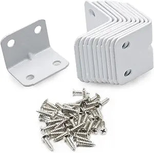 Jiozermi L Shape Shelf Bracket, 1"x1"x1.3", White, 24 Pcs, White