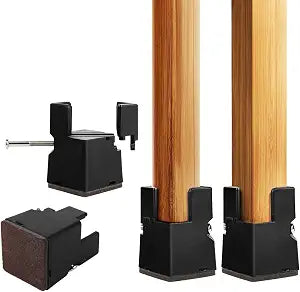 4 PCS Adjustable Bed Risers 2 Inch, Black Chair Risers with Screw Clamp, Heavy Duty Sofa Tables Furniture Risers Fit for Square/Round Furniture Leg Diameters 0.8-1.6 inch, Supports 400 Lbs