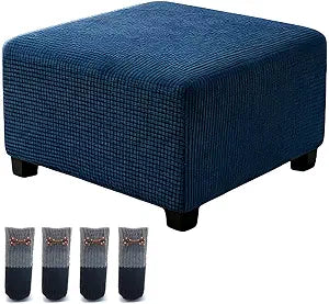 Ottoman Cover Square Stretch Stool Slipcover Rectangle Washable