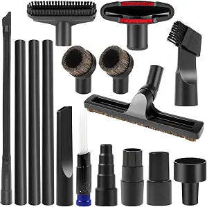 SEVNX Universal Vacuum Attachments Kits for Shop Vac, 2 1/2" to 1 1/4" Vacuum Adapter, 1 7/8" to 1" Hose Adapter Dust Brush Flexible Crevice Extension Wand Tool for Shop Vac Accessories(16 PCS)