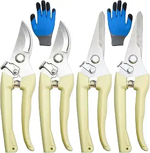 5Pack Pruning Shears, Stainless Steel Garden Shears with Gardening Gloves