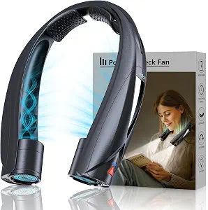 Laimiod Neck Fan - Portable Neck Fan with LED Book Light, 6-20h Long Battery Life, 6 Speeds Adjustable, USB-C Rechargeable, Hands-Free Wearable Fan, Cooling Personal Fan Gifts for Men Women Dad Mom