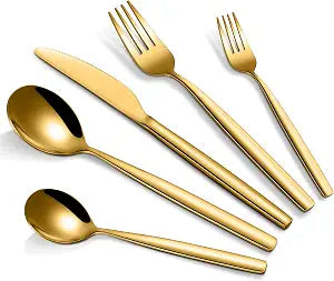 30 Piece Stainless Steel Cutlery Sets for 6 Person, Gold