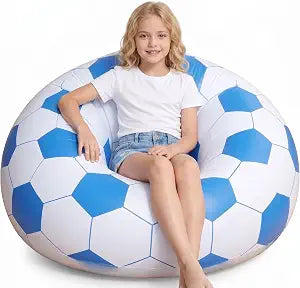 Inflatable Bean Bag Chair 36''Soccer Design Blow-Up Lazy SofaInflatable Bean Bag Chair,Portable Blow-Up Sofa, Inflatable Seat for Home, Garden, Patio,Pool, Outdoor&Indoor Leisure