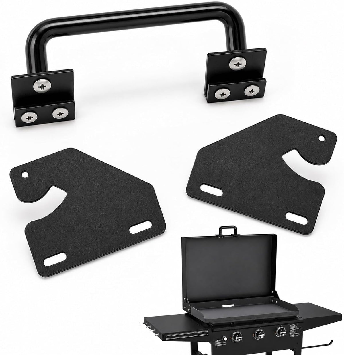 Hinge & Handle Kit for Blackstone Griddles, Lid Upgrade, 28/36/44in, Black