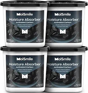 Large Moisture Absorber Buckets, 14 oz Each, Activated Carbon, 4 Pack