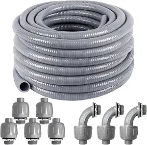 Liquid-Tight Conduit 50 ft 8 Pieces Connector Kit,Electrical Conduit 1/2