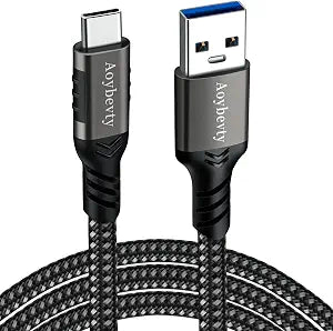 USB A to USB C Cable 6.6ft, 10Gbps Data Transfer 60W 3A Fast Charging Cable
