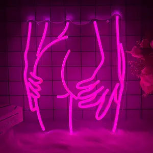 Sexy Lady Back Neon Sign for Wall Decor - Pink Female Body Line Art LED Neon Light for Bedroom, Man Cave, Home Bar, Club, Modern Room Decor, Aesthetic Minimalist Wall Art, USB Powered Dimmer Switch 16x13in