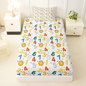 jejeloiu Cartoon Fitted Sheet Twin Size