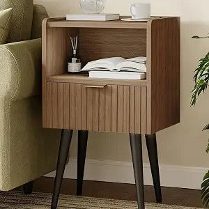 Mid Century Modern Nightstand,Wood Bedside Table with Drawer,Side Table